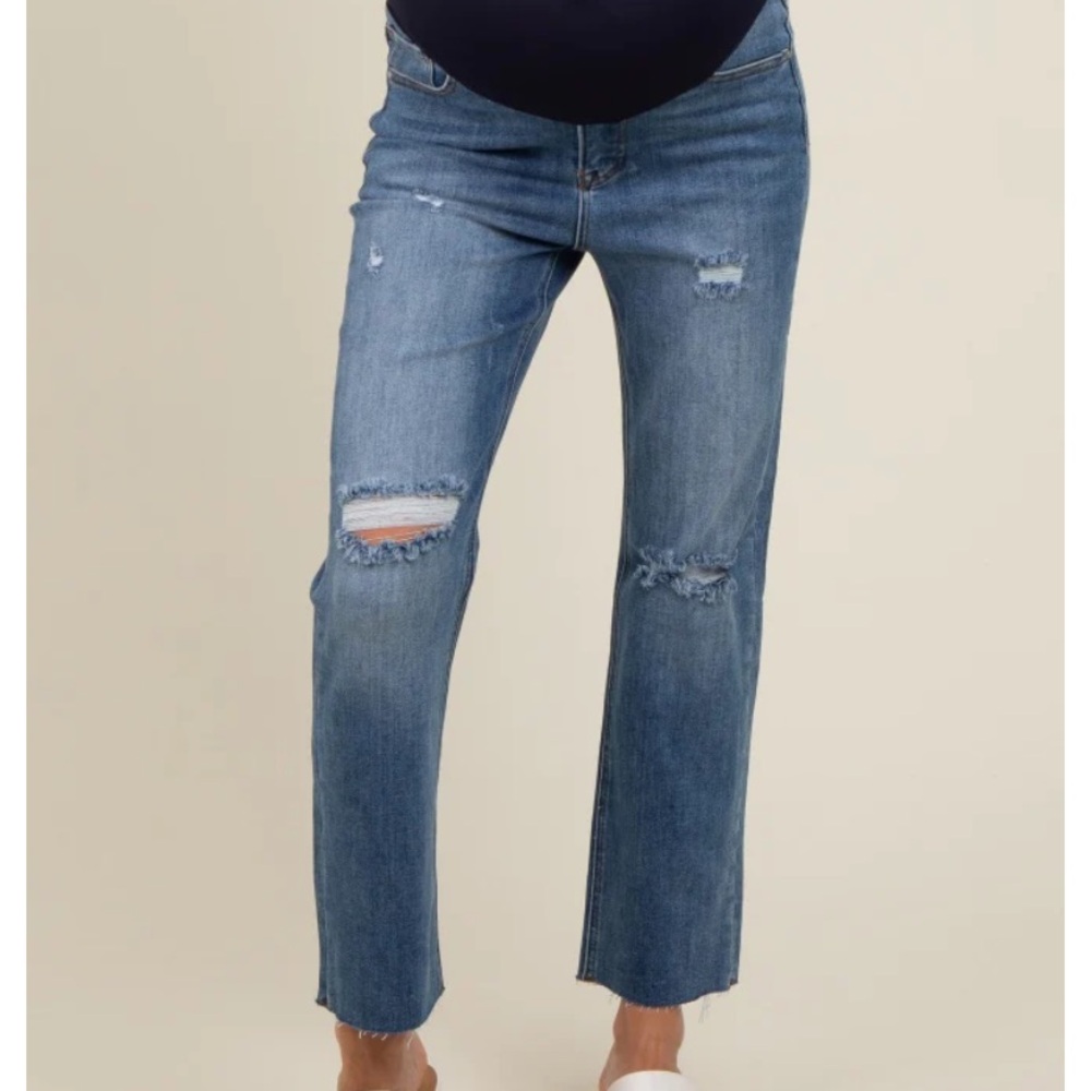 Pinkblush Distressed Straight Leg Maternity Jeans